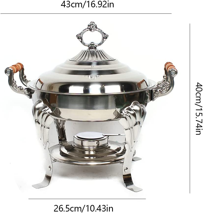 TFCFL Chafing Dish Stainless Steel Full Size Catering Buffet Food Heater Warmer Catering Round