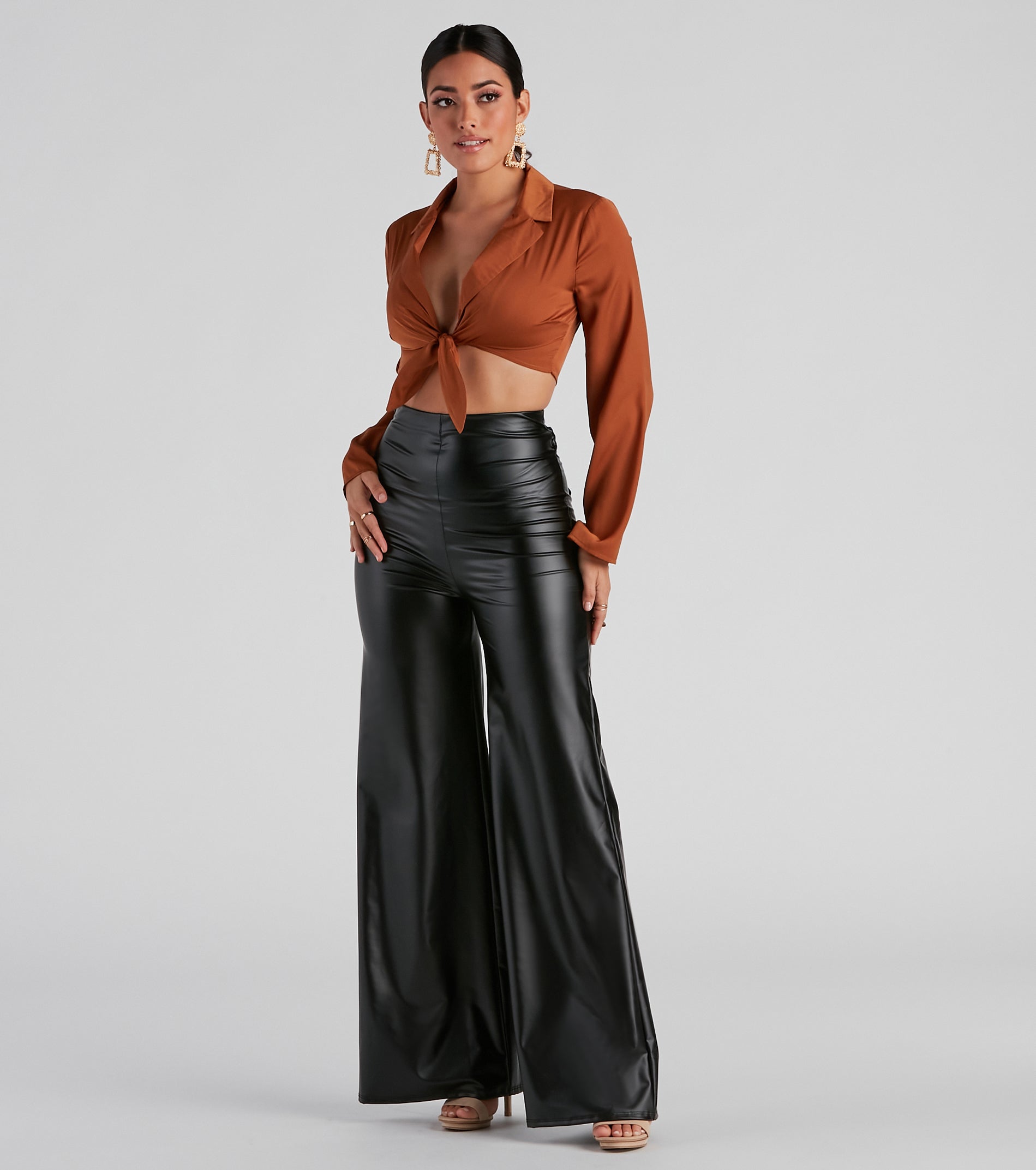 Tied to You PU Wide Leg Pants