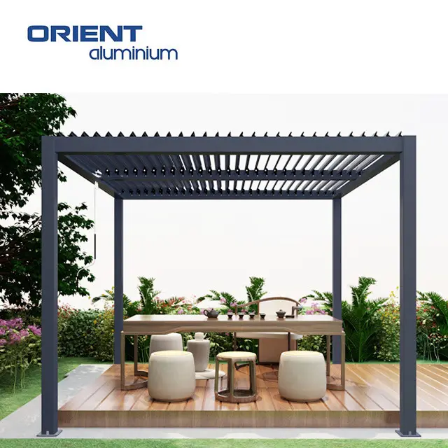 4x3 Outdoor Louvered Kits Roof System Bioclimatic Aluminum Pergola Awning Garden Canopy Waterproof Gazebo Motorized Metal