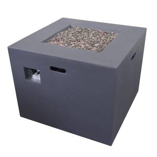 Noble House Zachary 31 in. x 24.5 in. Square Concrete Propane Fire Pit in Dark Gray 42610