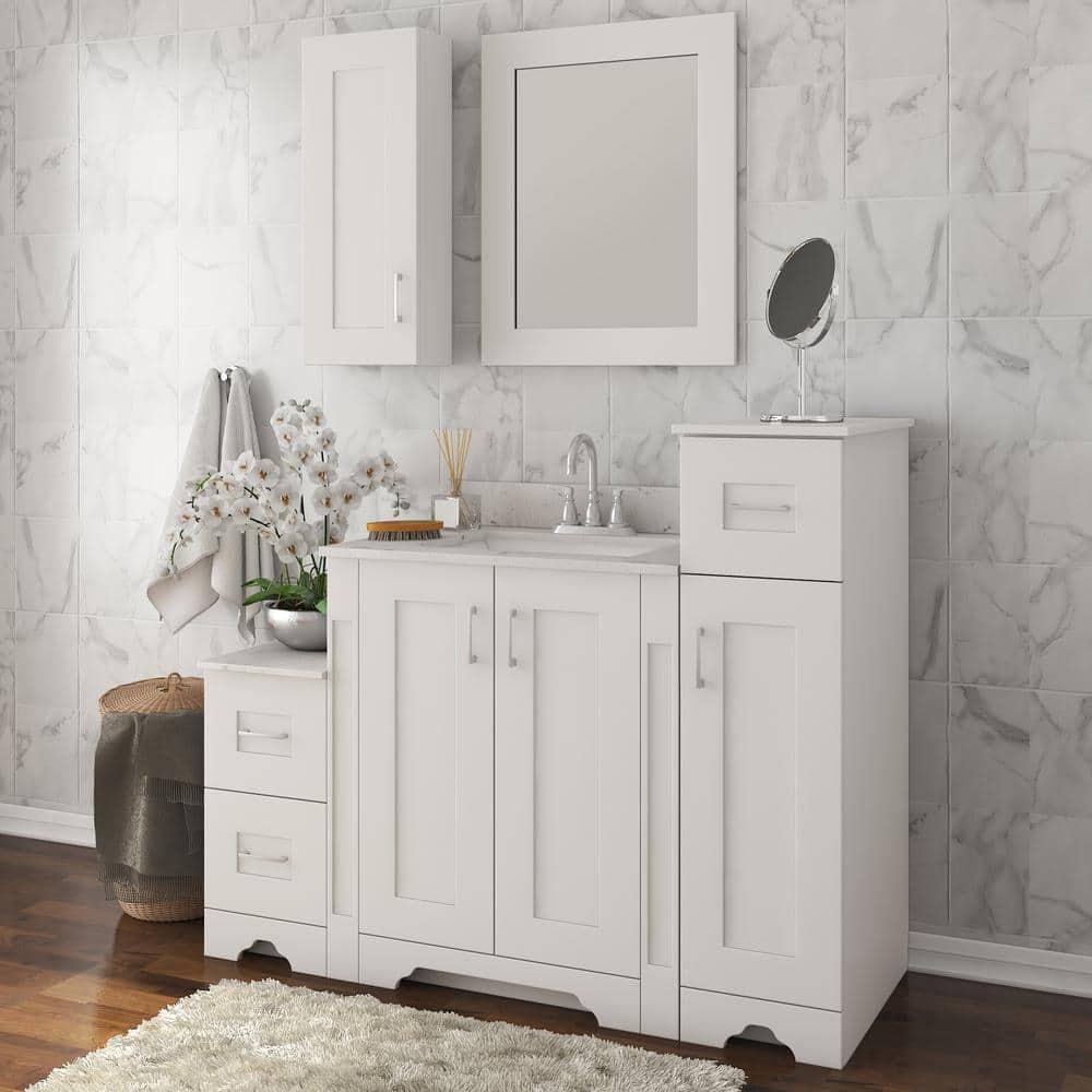 Home Decorators Collection Hawthorne 24 in W x 2134 in D Vanity Cabinet in Linen White