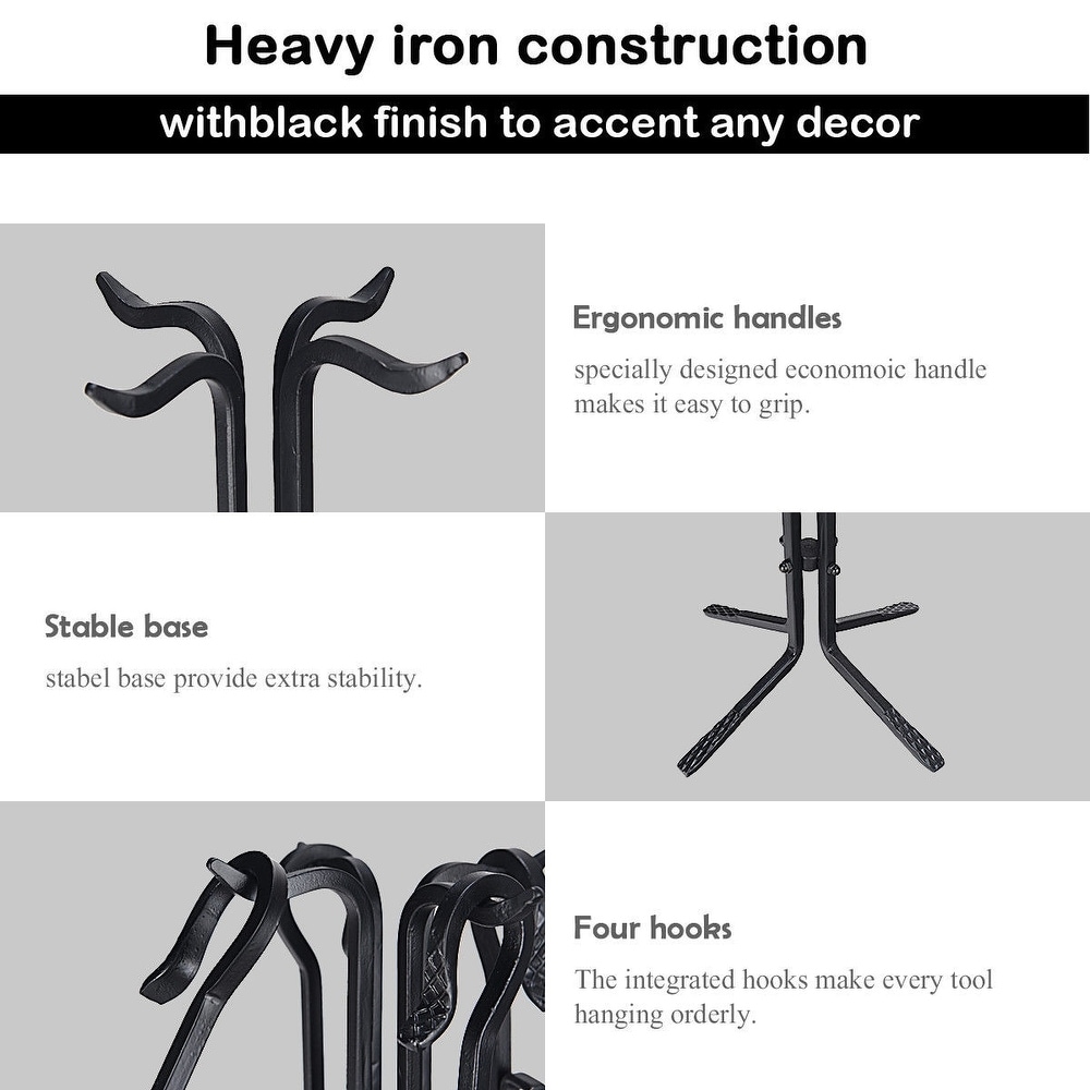 5 Pieces Fireplace Iron Standing Tools Set   base: 8\