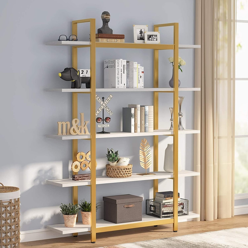 Tribesigns 5 Tier Industrial Large Open Bookcase Bookshelf