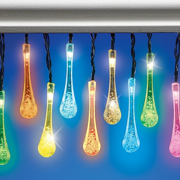 Collections Etc Solar Color Changing Raindrops Light String