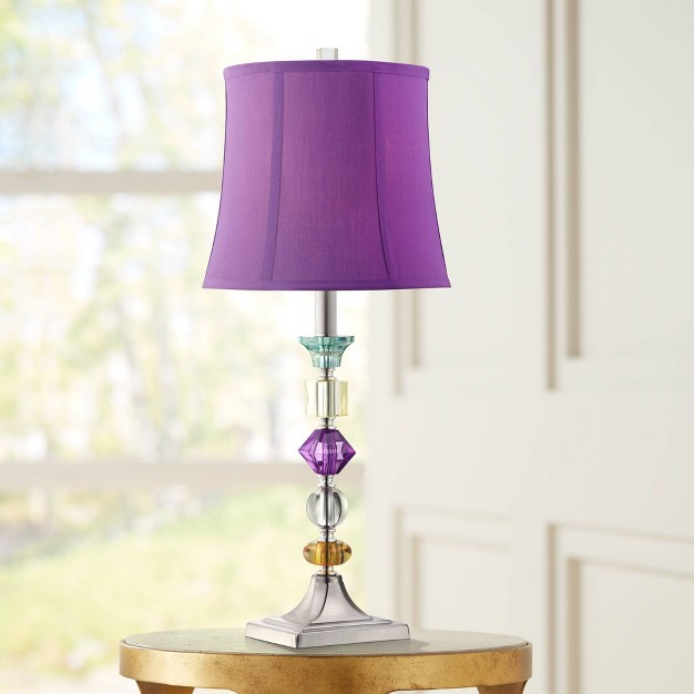 High Multi Colored Stacked Gem Purple Shade For Bedroom Living Room Bedside Nightstand Office Family