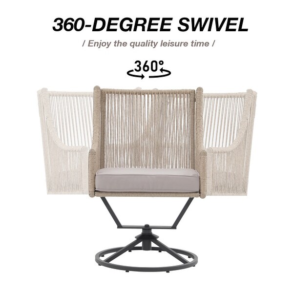 Outdoor Wicker Swivel Chairs with Cushion (Set of 2)