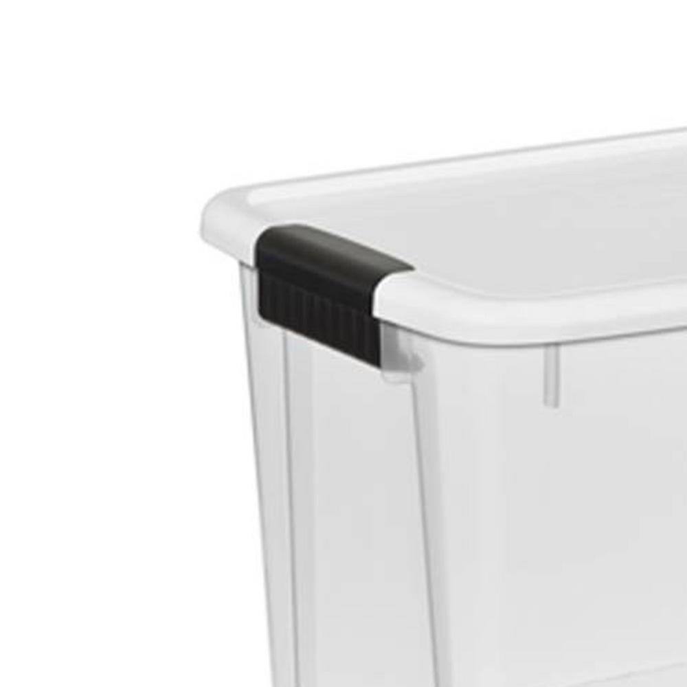 Sterilite 30 qt. Clear Plastic Stackable Storage Bin wWhite Latch Lid (24-Pack) 24 x 19859806