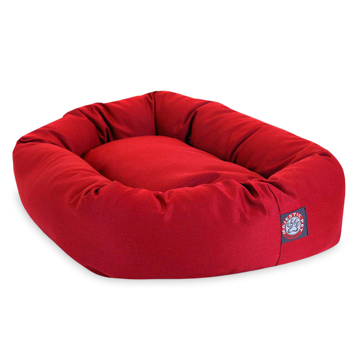 Majestic Pet | Poly/Cotton Bagel Pet Bed For Dogs， Red， Medium