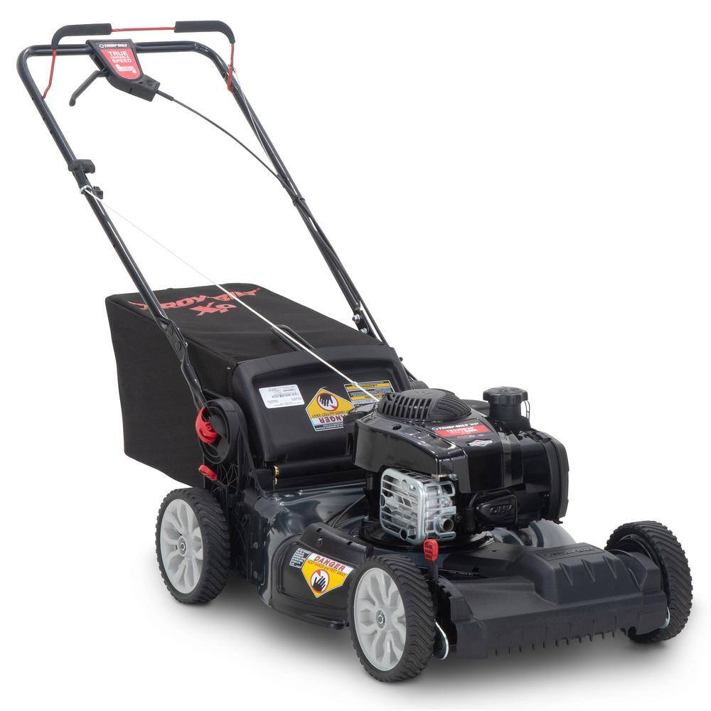 Troy-Bilt XP 21 in. 150 cc Vertical Storage Briggs and Stratton ReadyStart Series Gas Engine 3-in-1 FWD Self Propelled Lawn Mower TB220B XP Space Savr