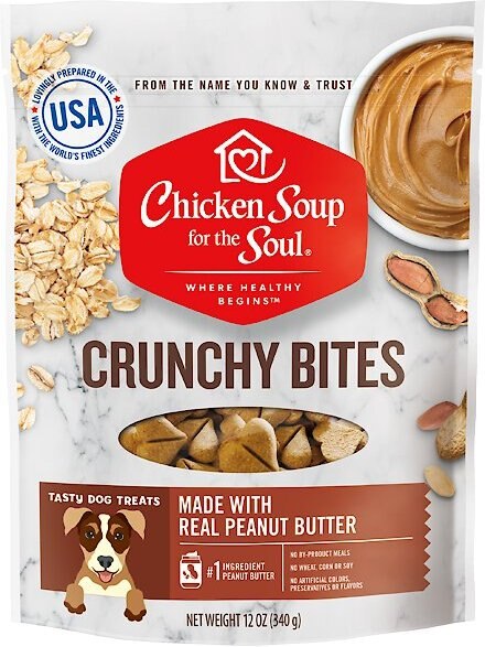 Chicken Soup for the Soul Crunchy Bites Peanut Butter Dog Treats， 12-oz bag