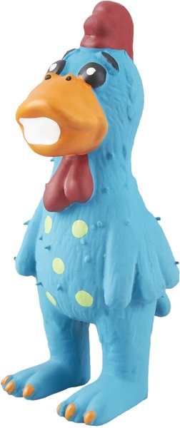 Multipet Latex Polka Dot Globken Chicken Squeaky Dog Toy， Color Varies