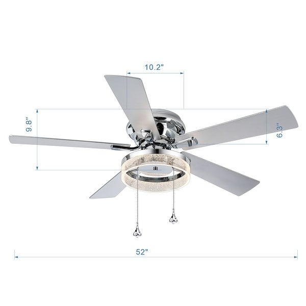 52-IN Chrome LED Ceiling Fan with Light Kit with Pull Chain (5 blade) - Chrome  Shopping - The Best Deals on Ceiling Fans | 41493519