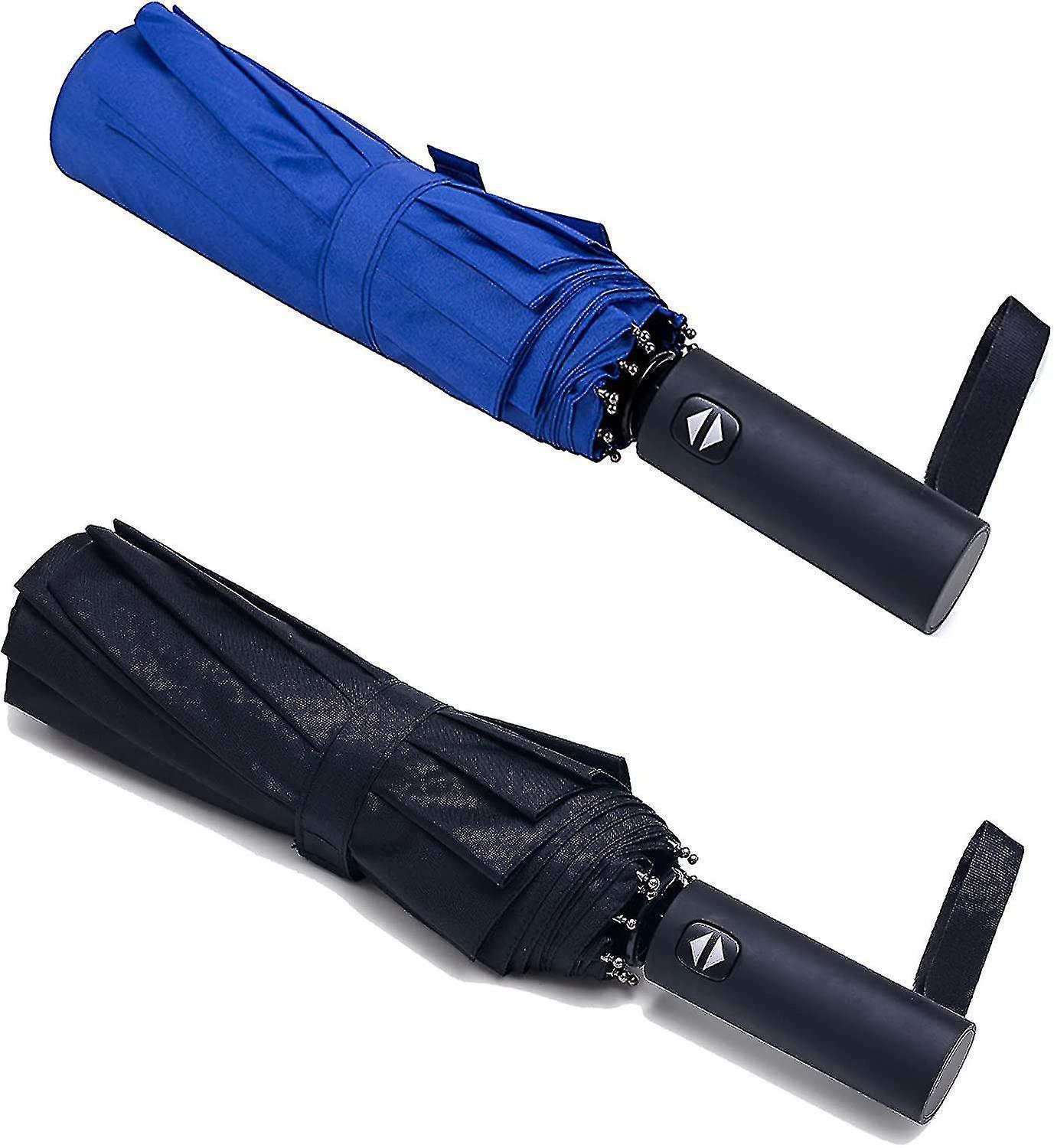 Liangnv 2 Packs Travel Umbrella Windproof 10 Ribs Auto Open and Close Collapsible Folding Small Compac