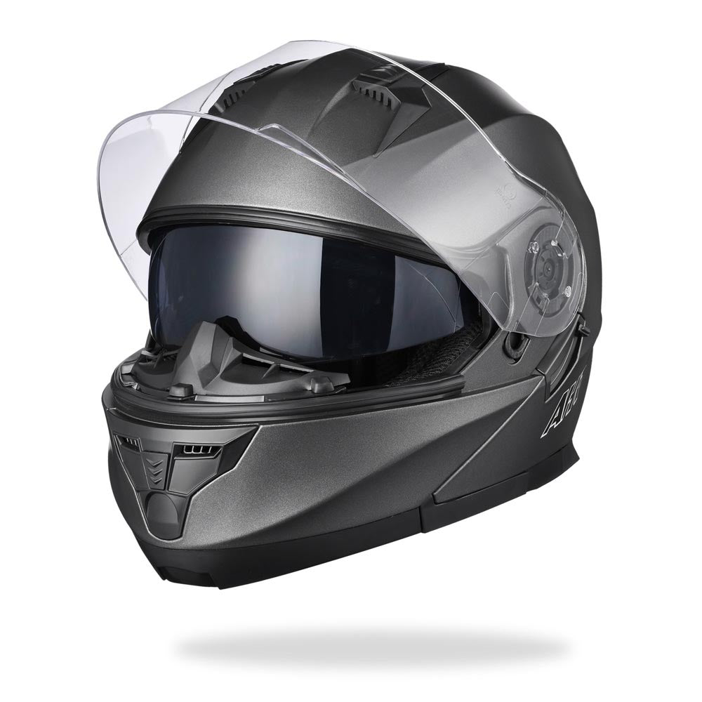 AHR RUN-M3 Modular Helmet Flip Up DOT 2-Visors Gray