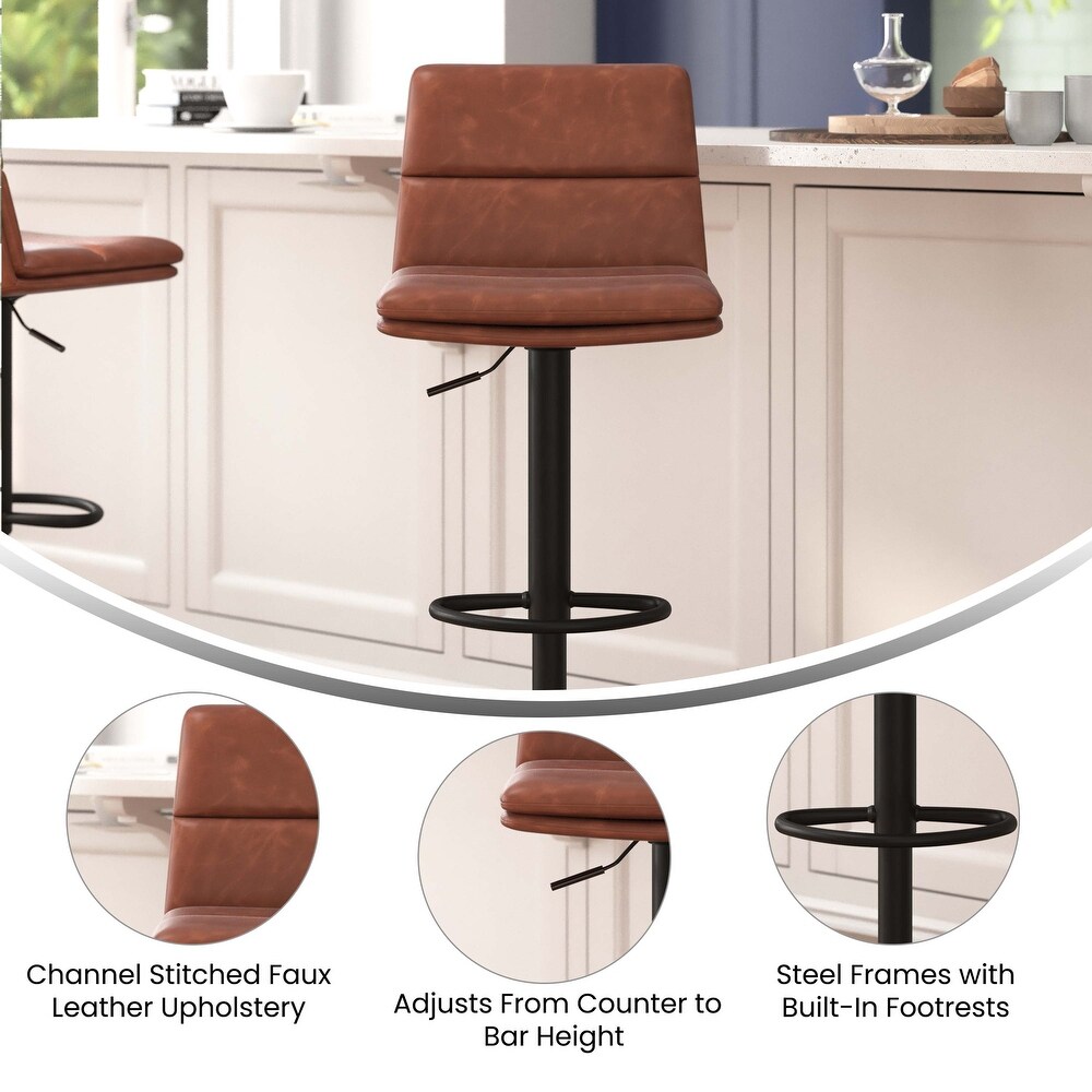 Set of 2 Commercial Armless Adjustable Height Barstools