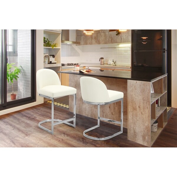 Chic Home Airlie PU Leather Upholstered Chrome Base Bar/Counter Stool