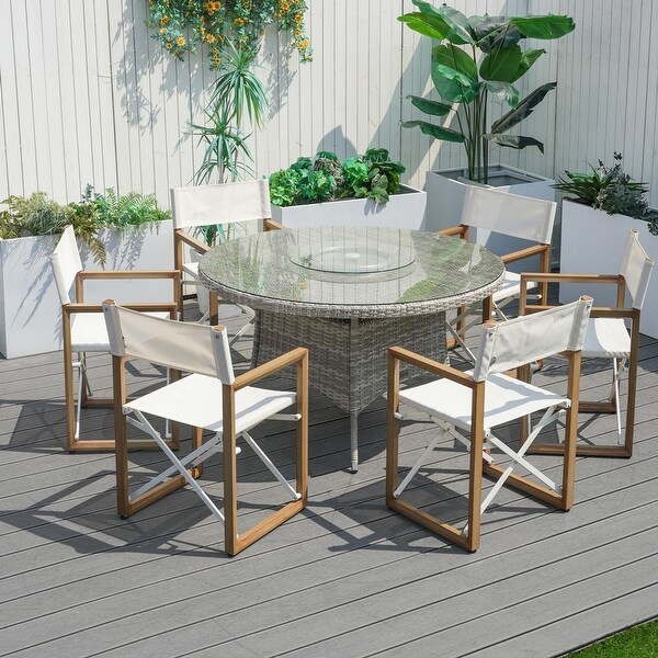 Modern Aluminum 7Piece Outdoor Rattan Dining Set