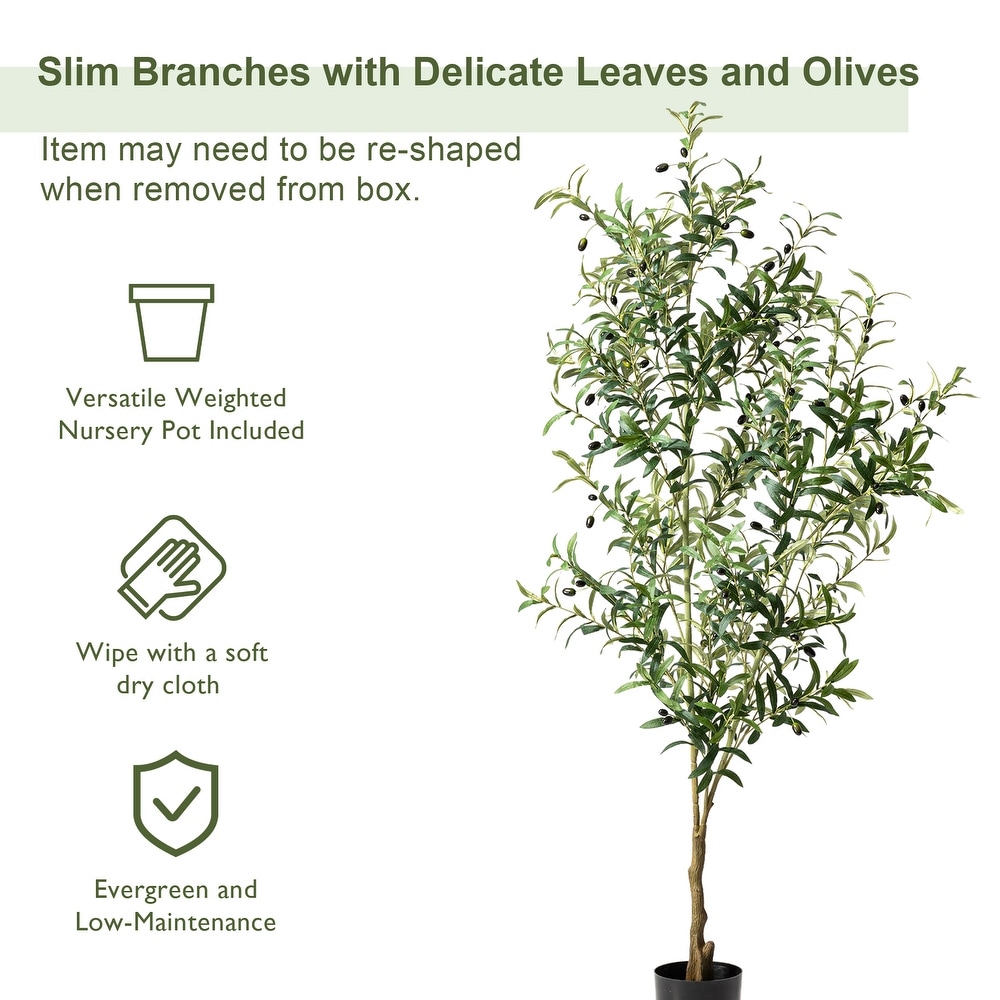 Glitzhome 6ft Faux Olive Artificial Tree With Black Pot   23.5\