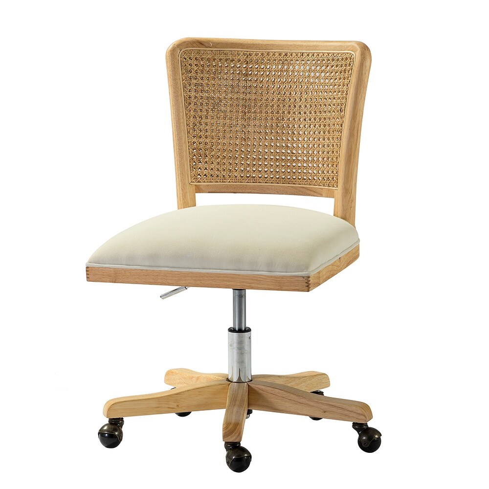 Calcutta Modern Rattan Back Task Chair with Solid Wood Legs by HULALA HOME