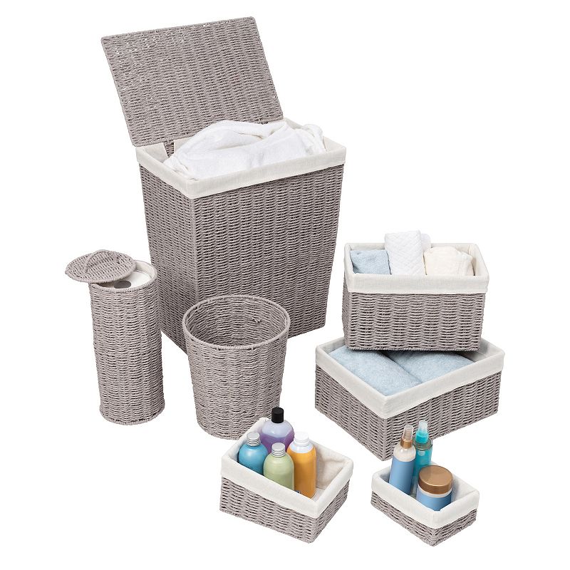 Honey-Can-Do Twisted Paper Rope Woven 7-Piece Bathroom Storage Basket Set