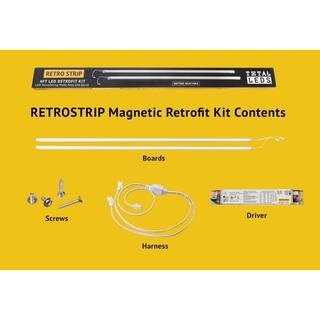 TotalLEDS Retro Strip 4Ft 128-Watt Equivalent Integrated LED Magnetic Silver Retrofit Kit 50K (1 Kit contains 2 bars and 1 driver) 5998