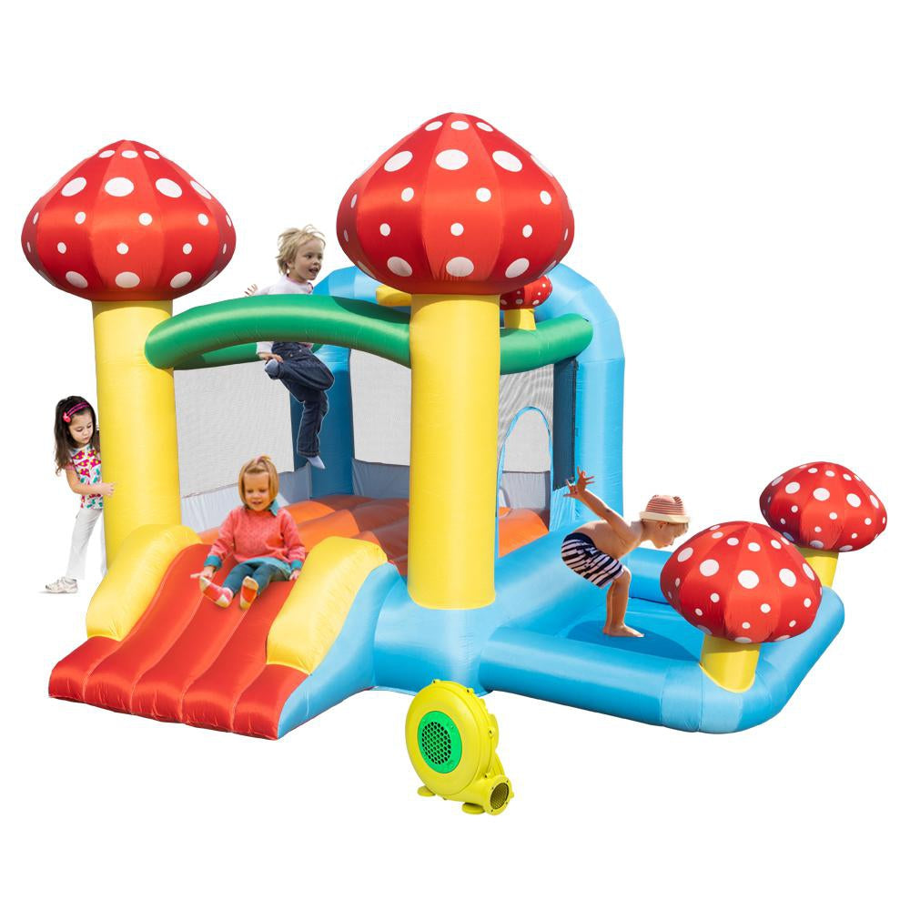 Inflatable Bounce House with Slide, Jumping Castle with Blower and Wave Pool, Inflatable Bouncer Playhouse with Basketball Rim for Kids