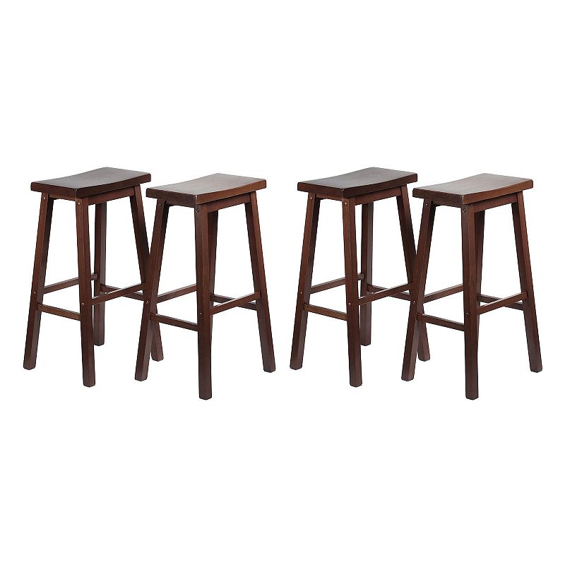 Pj Wood Classic Saddle Seat 29 Tall Kitchen Counter Stools， Walnut (set Of 4)