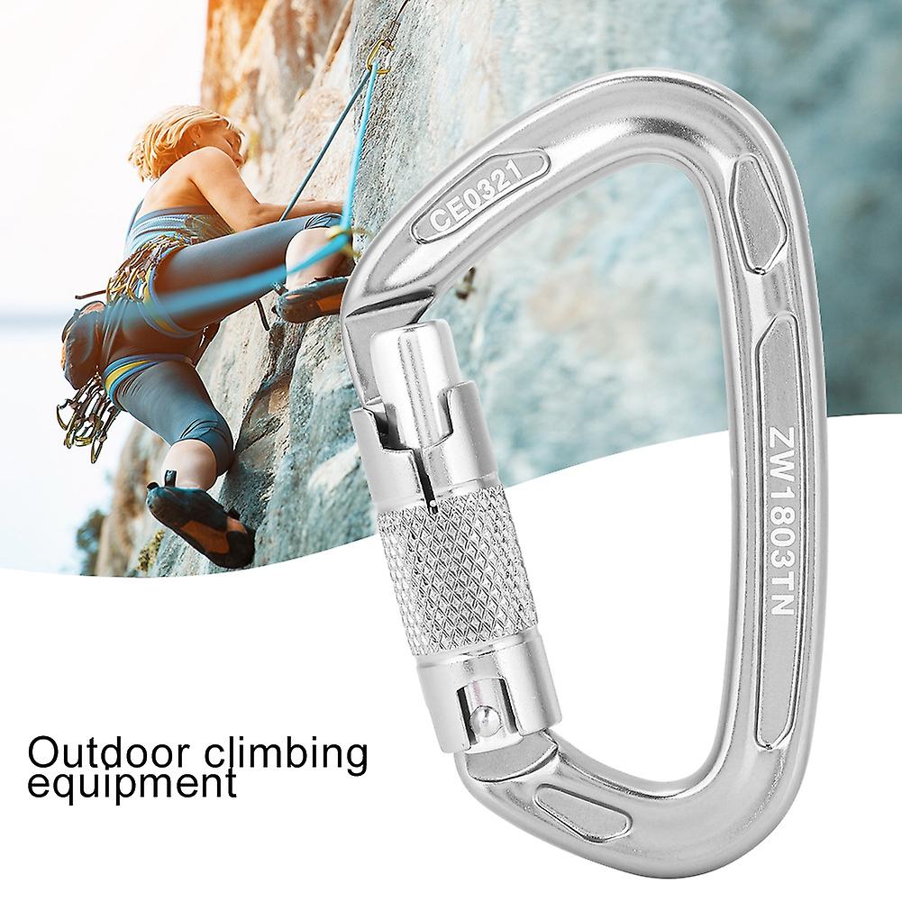 25kn Safety Lock D Buckle Outdoor Rock Climbing Rescue Carabiner Equipment (grey)