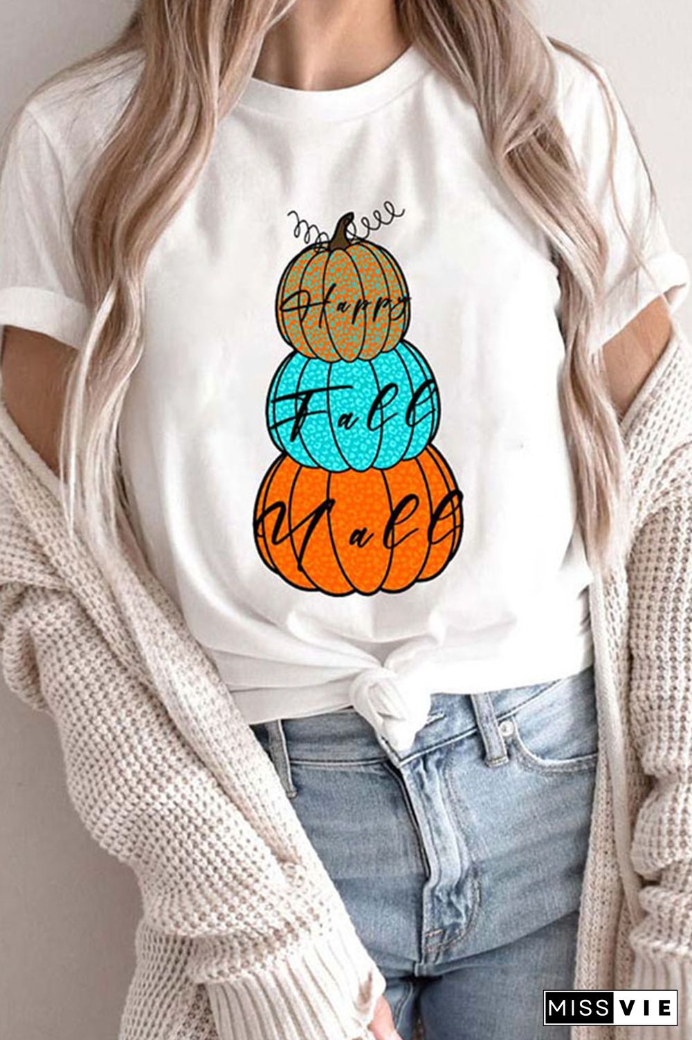 Pumpkin Fall Y'all Shirts Women Graphic Tees Wholesale