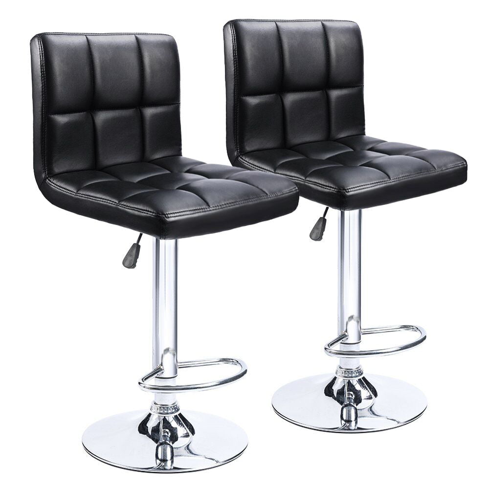 Lacoo Adjustable Armless Swivel Bar Stools with PU Leather