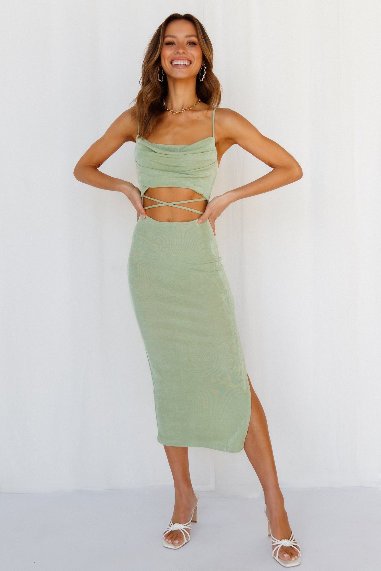 Midnight Coffee Midi Dress Green