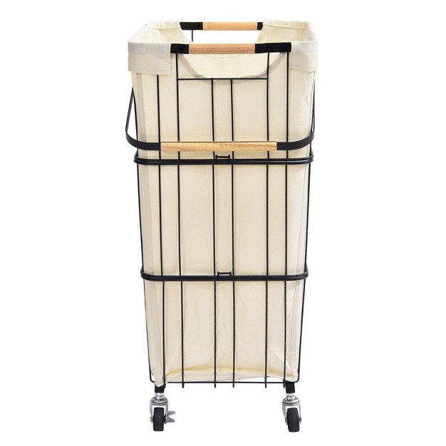 Oceanstar Mobile Rolling Storage Laundry Basket Cart With Handle