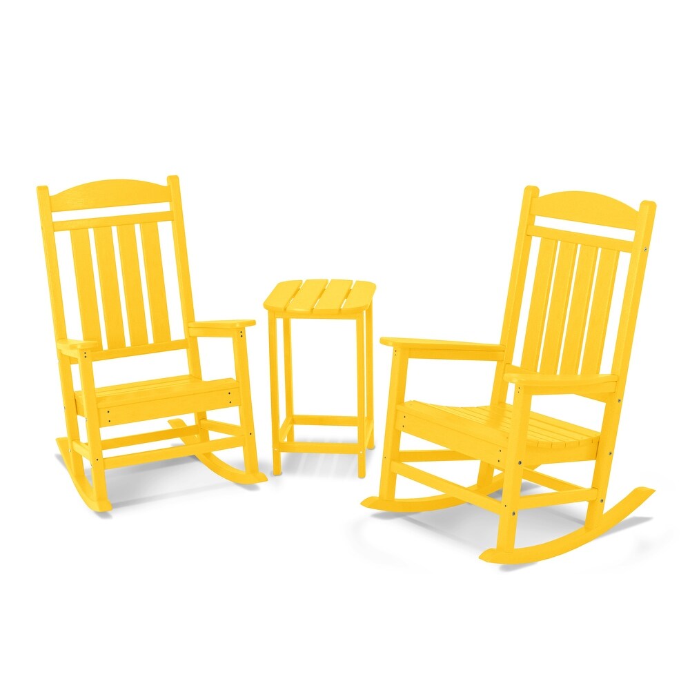 POLYWOOD Presidential 3 piece Outdoor Rocking Chair Set with Table