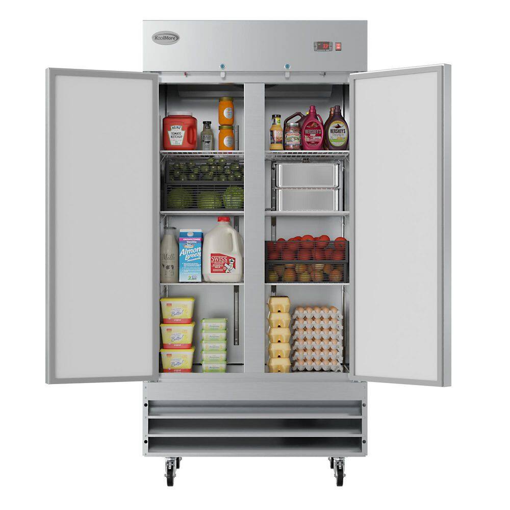 Koolmore 35 cu. ft. 2 Door Commercial Reach-In Refrigerator in Stainless Steel RIR-2D-SS35C