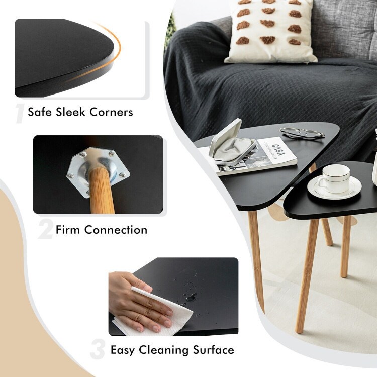 tradecheetllc 2 Pieces Modern Nesting Coffee Side Table Set