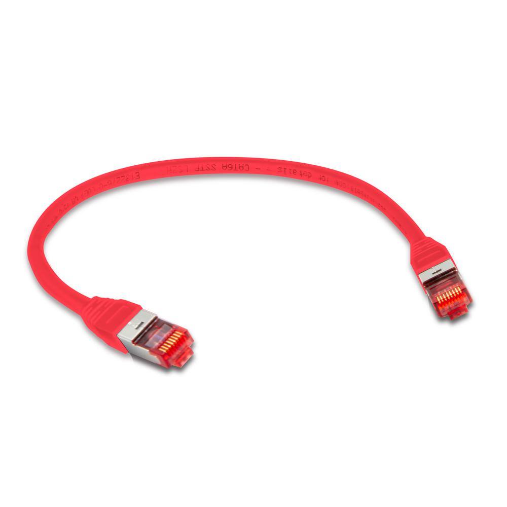 TRIPLETT CAT6A 10GBPS Professional Grade SSTP 26 AWG Patch Cable 1 ft. Red (5-Pack) CAT6A-1RD-5PK