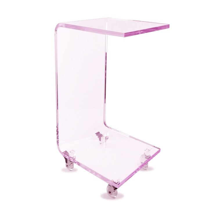 DesignStyles Acrylic C Table w/Wheels