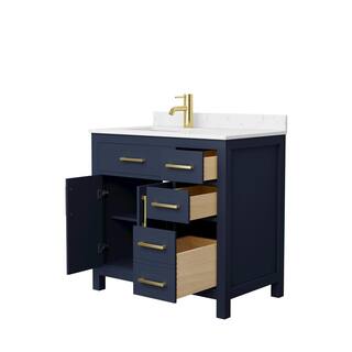 Wyndham Collection Beckett 36 in. W x 22 in. D x 35 in. H Single Sink Bathroom Vanity in Dark Blue with Carrara Cultured Marble Top WCG242436SBLCCUNSMXX