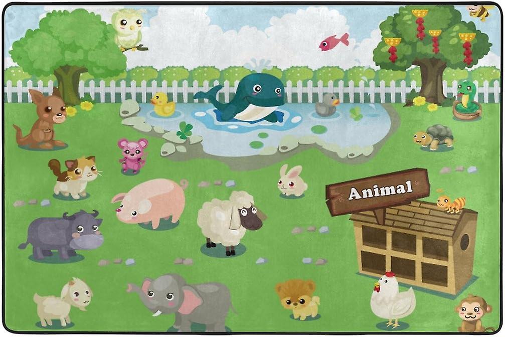 Colourlife Cute Wild Farm Animals Lightweight Carpet Mats Area Soft Rugs Floor Mat Doormat Decoration For Rooms Entrance 36 X 24 Inches