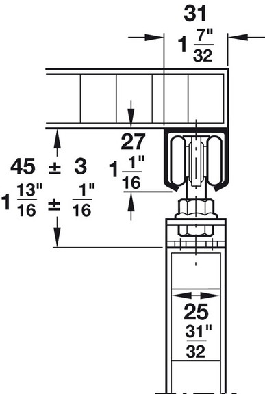 Hafele Upper Track   Pre Drilled