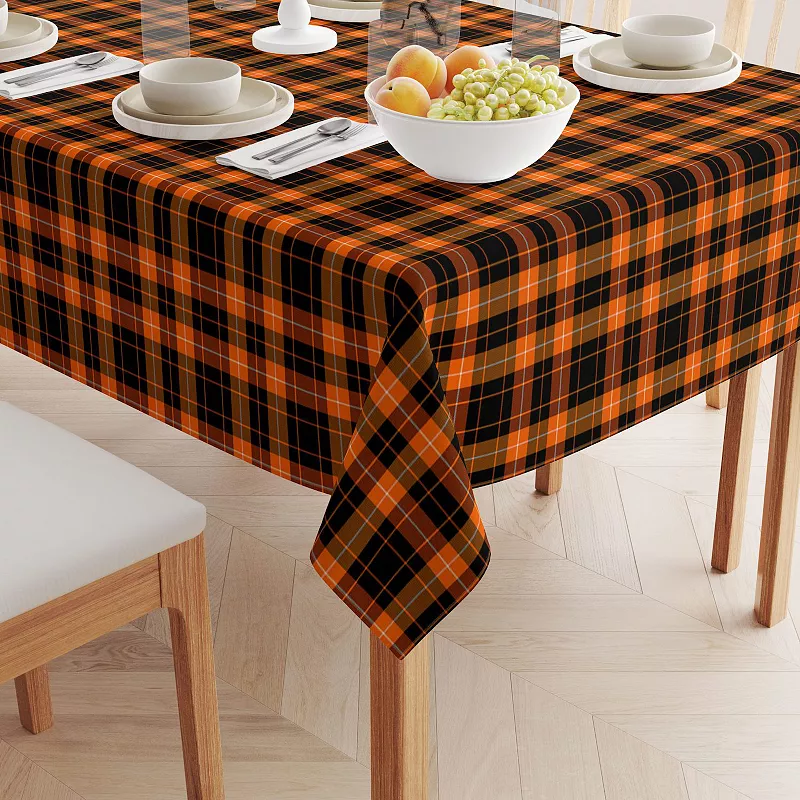 Square Tablecloth， 100% Polyester， 60x60， Halloween Plaid