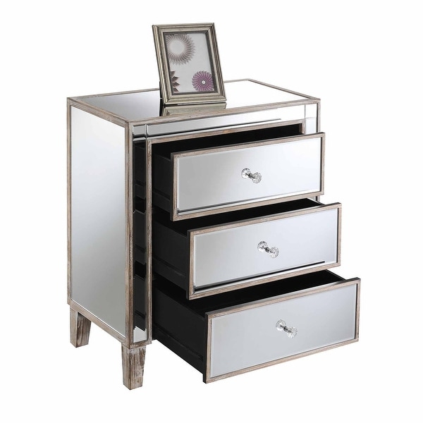 Silver Orchid Olivia 3-drawer Mirrored End Table