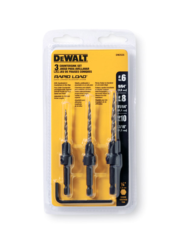 DW Rapid Load #6， #8 and #10 Steel Countersink Set 3 pc