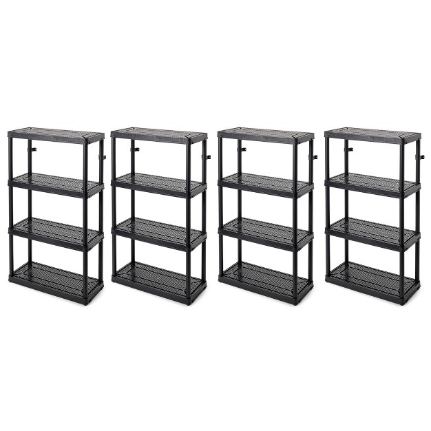 Gracious Living 4 Shelf Fixed Height Ventilated Medium Duty Shelving Unit Black