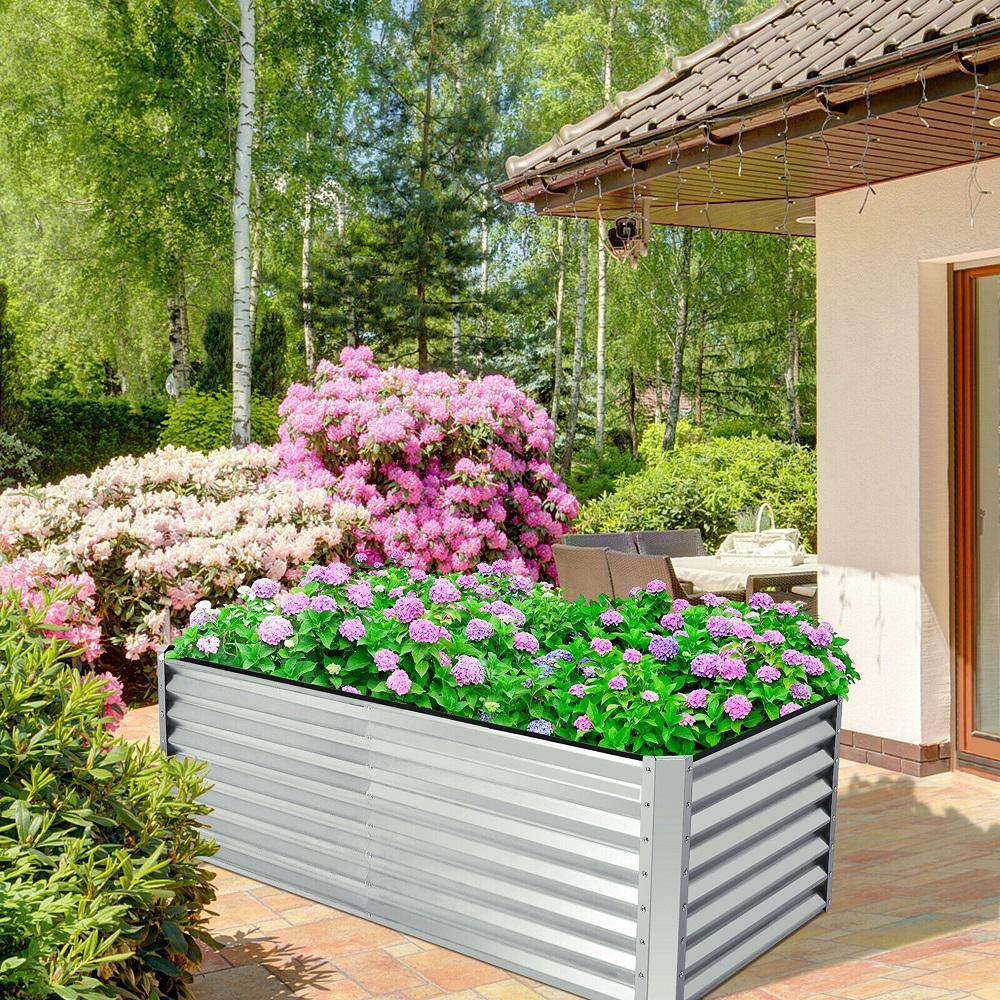 Gymax 70 in. x 35 in. x 24 in. Raised Garden Bed Large Metal Planter Box Kit for Vegetable Herb GYM09702