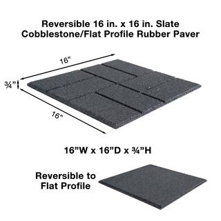 Envirotile Reversible 16 in. x 16 in. x 0.75 in. Grey Brick FaceFlat Profile Rubber Paver MT5001608CM