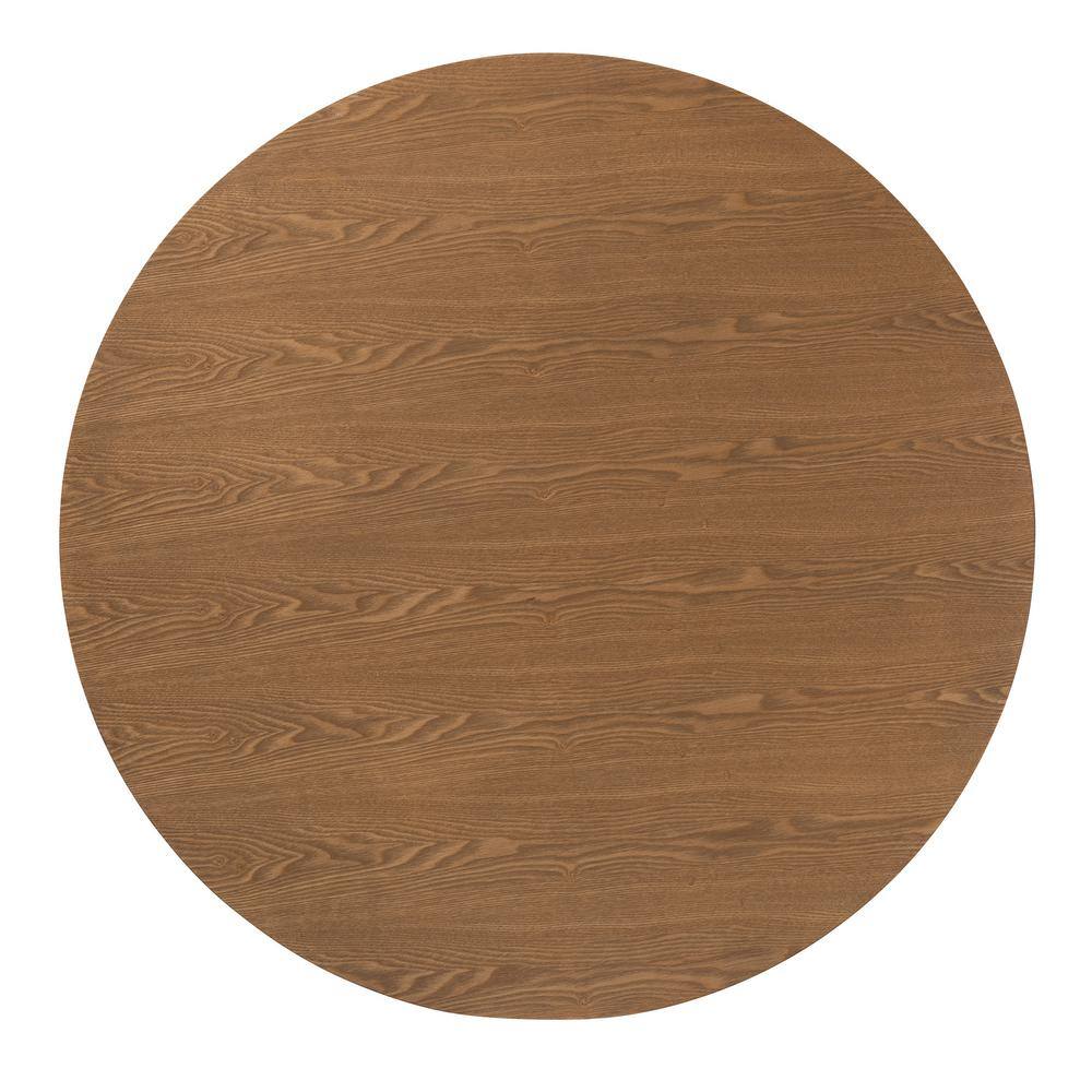 Baxton Studio Denmark 39.4 in. Round Oak Brown Wood Top Dining Table (Seats 4) 224-12947-HD