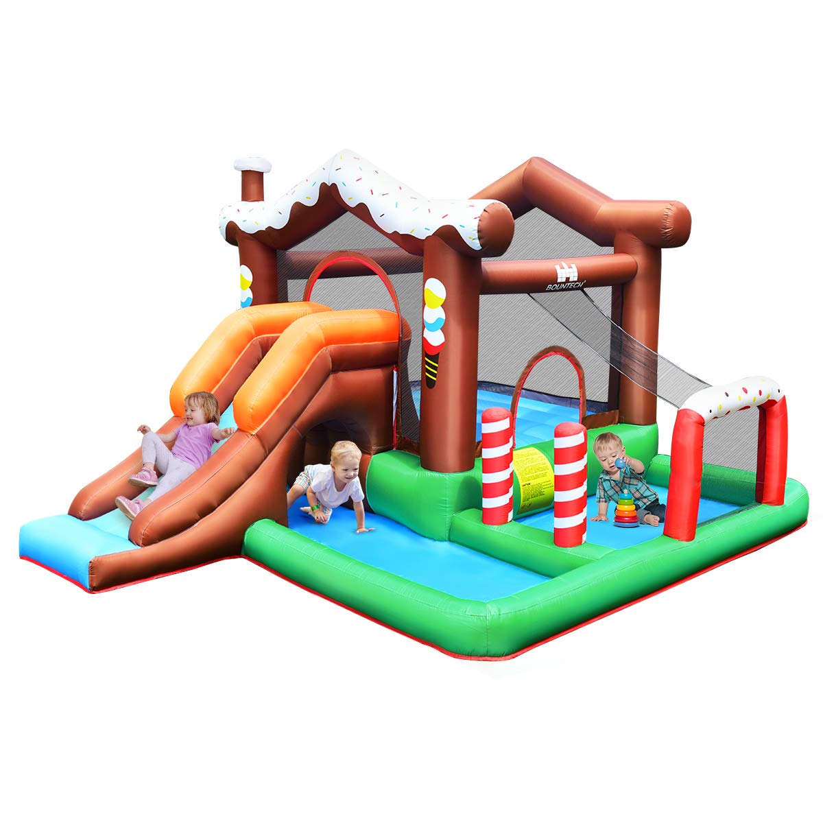 BOUNTECH Inflatable Bounce House, Snow House Bouncy Castle with 480W Air Blower, Large Jump Play Area