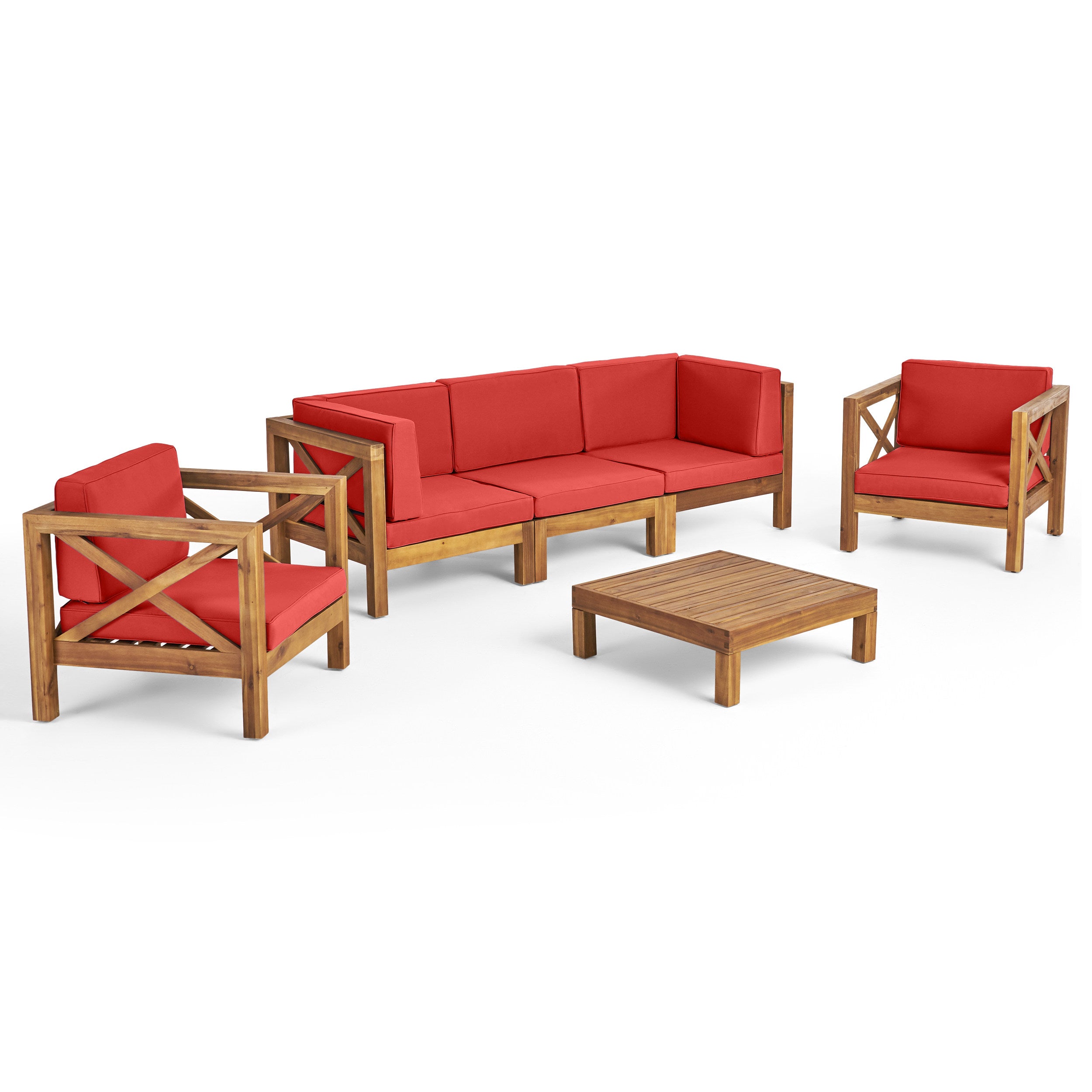 Morgan Outdoor 5 Seater Acacia Wood Sofa Chat Set