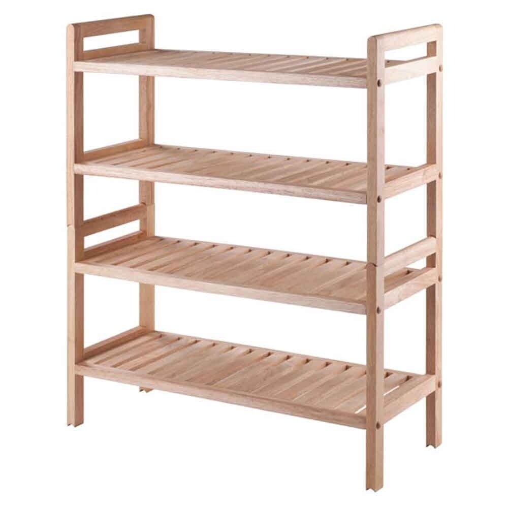 Winsome Mercury Natural Solid Wood Stackable Shoe Rack Set   2 Piece